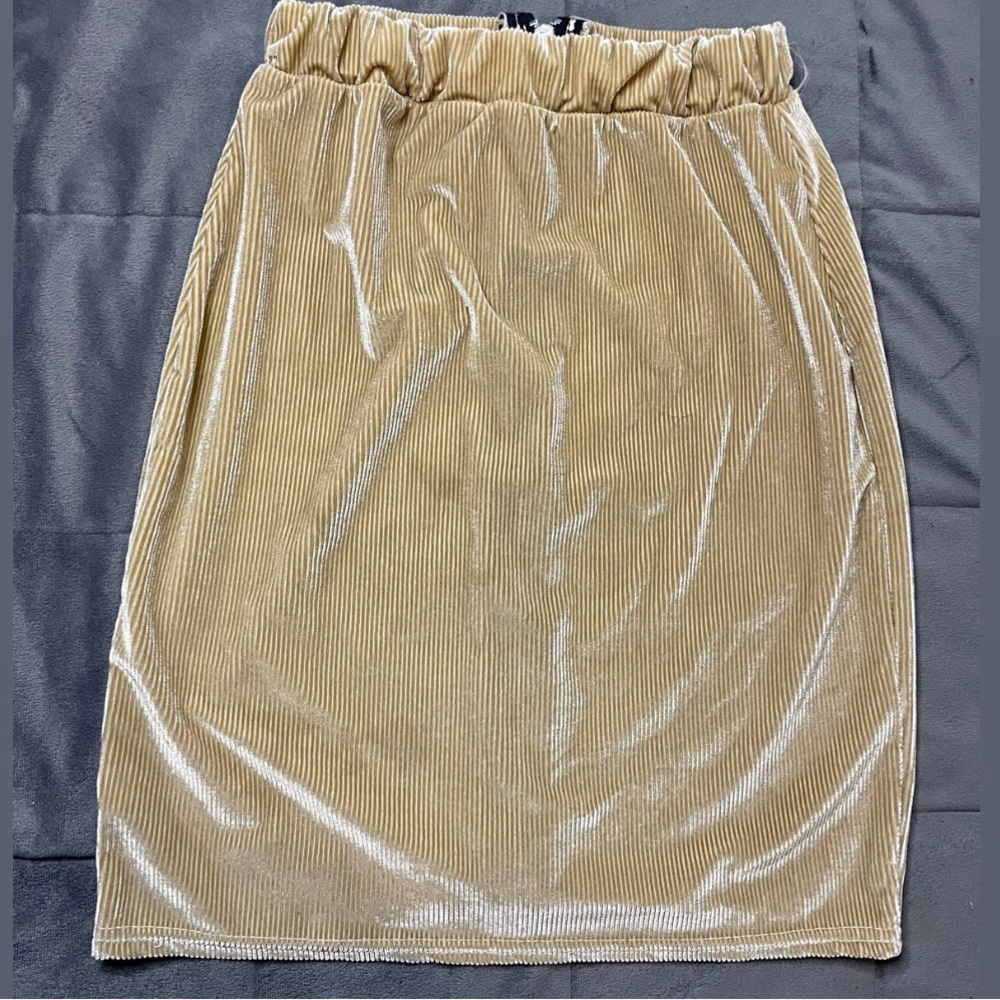 Boohoo Zip Through Skirt Khaki/Tan